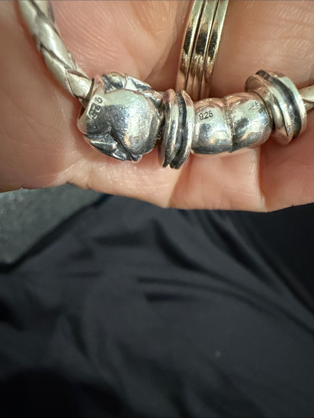 Pandora champagne Braided Leather Sterling Charm Bracelet - Picture 4 of 5